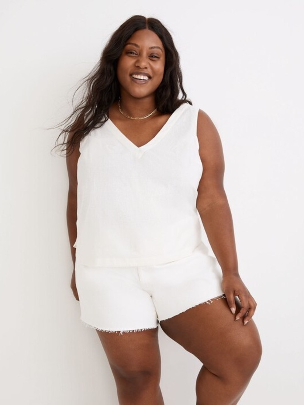 {XXL} Madewell Plus (Re)sponsible V-Neck Button-Back Sleeveless Top